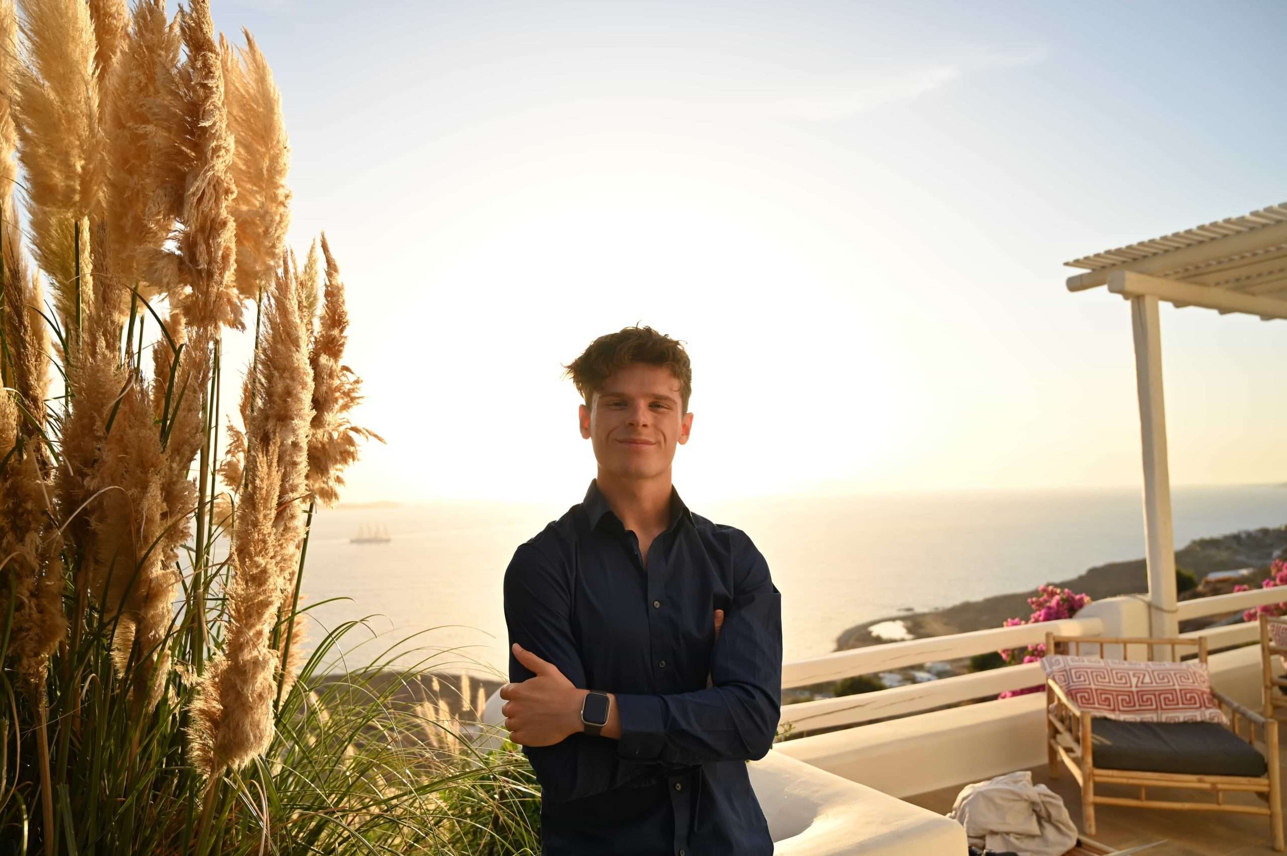 Jack at a hosts property in Mykonos Greece scaled